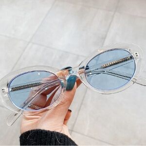 Clear Frame Blue Lens Women's Sunglasses